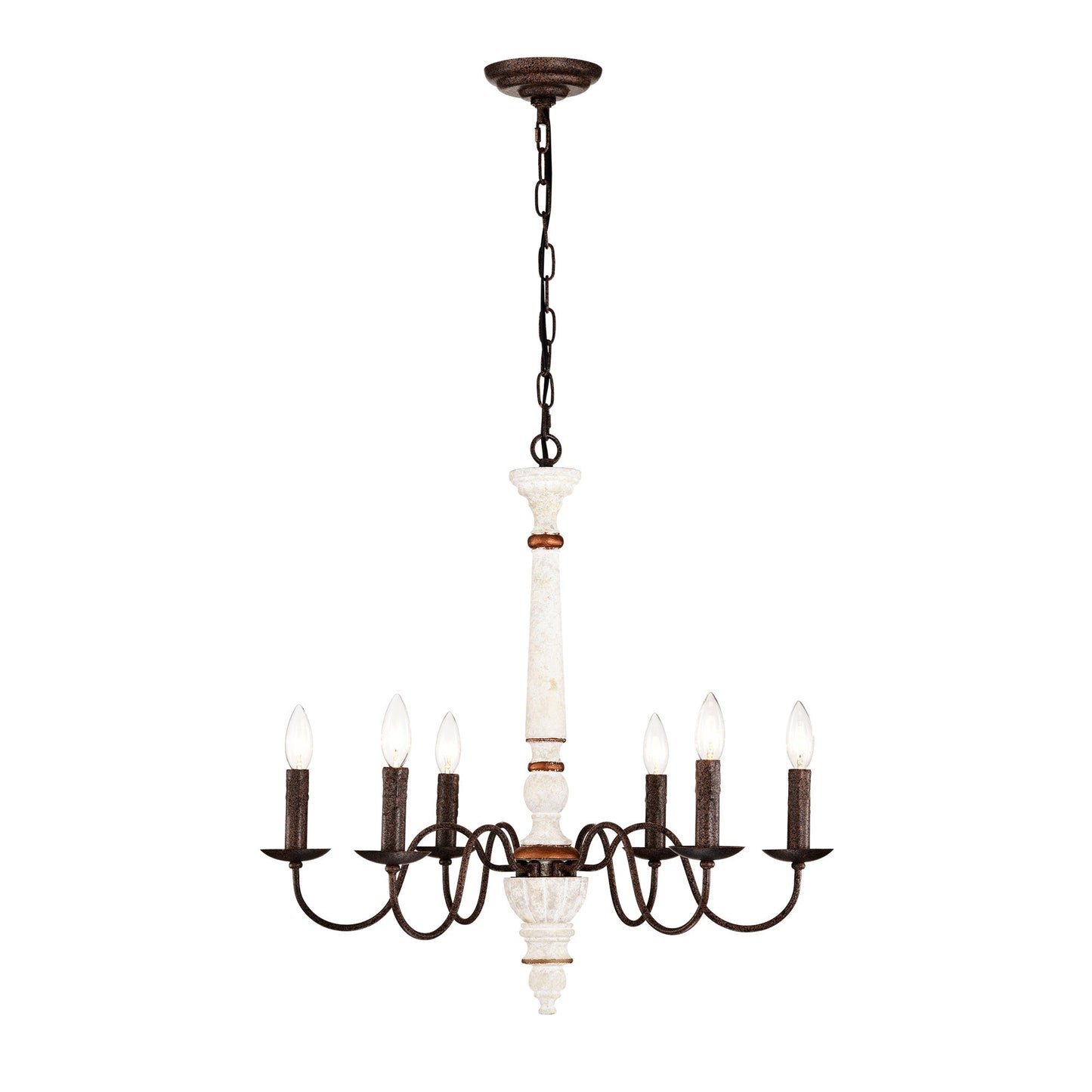 Retro White And Rust Color Chandelier With Light Fixture 6 Light E12 Inkedjoy
