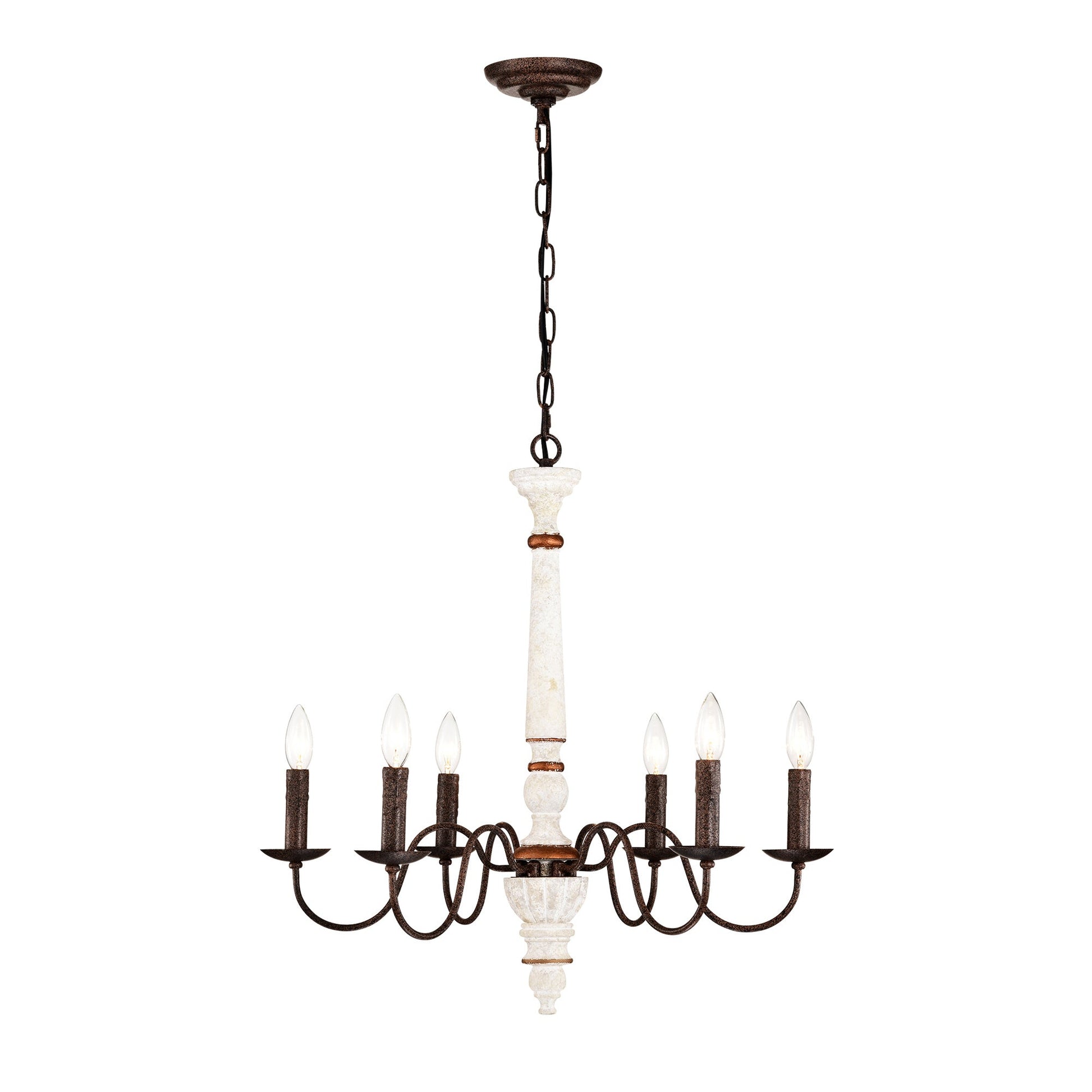 Retro White And Rust Color Chandelier With Light Fixture 6 Light E12 Inkedjoy