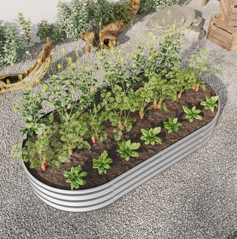 Oval Large Metal Raised Garden Bed For Plants, Vegetables, Flowers My Store