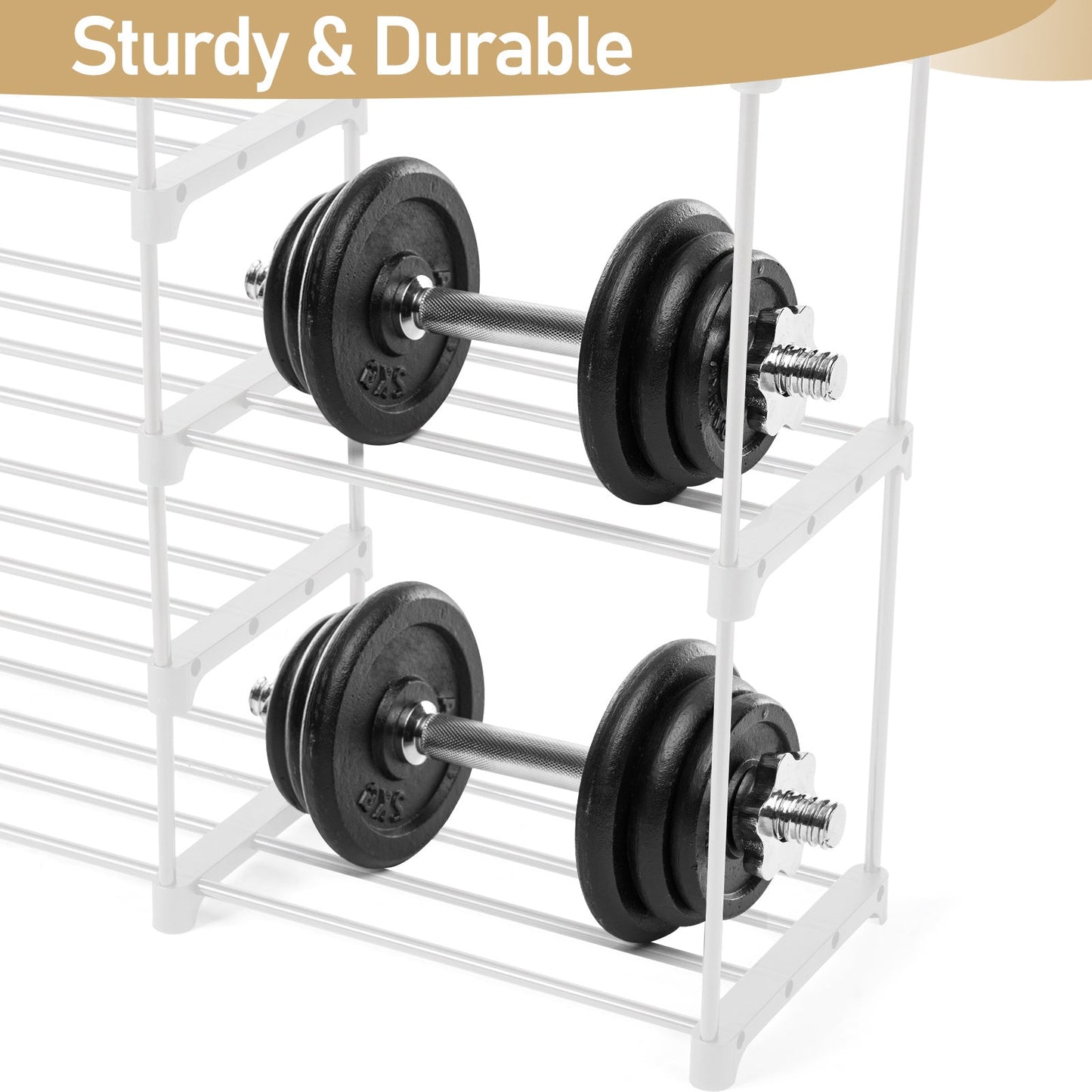 Double Row 9-Layer Shoe Rack With Handles White Inkedjoy