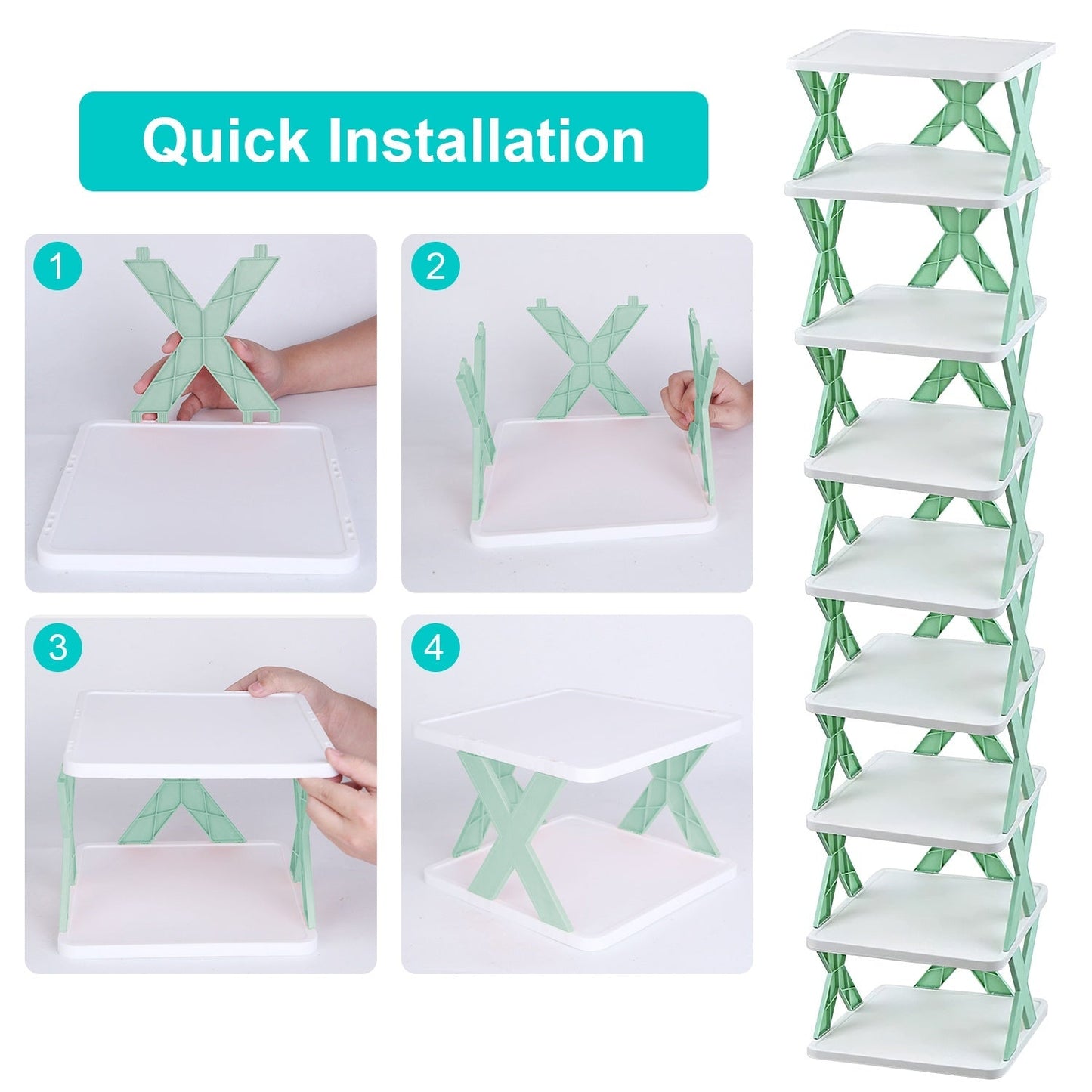 1Pc 9Tier Narrow Entryway Shoe Rack Plastic Vertical Organizer Space Inkedjoy