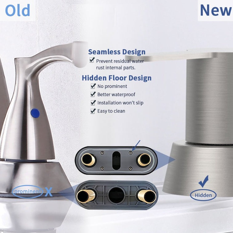 2 Handles Bathroom Sink Faucet, Brushed Nickel Ohberri