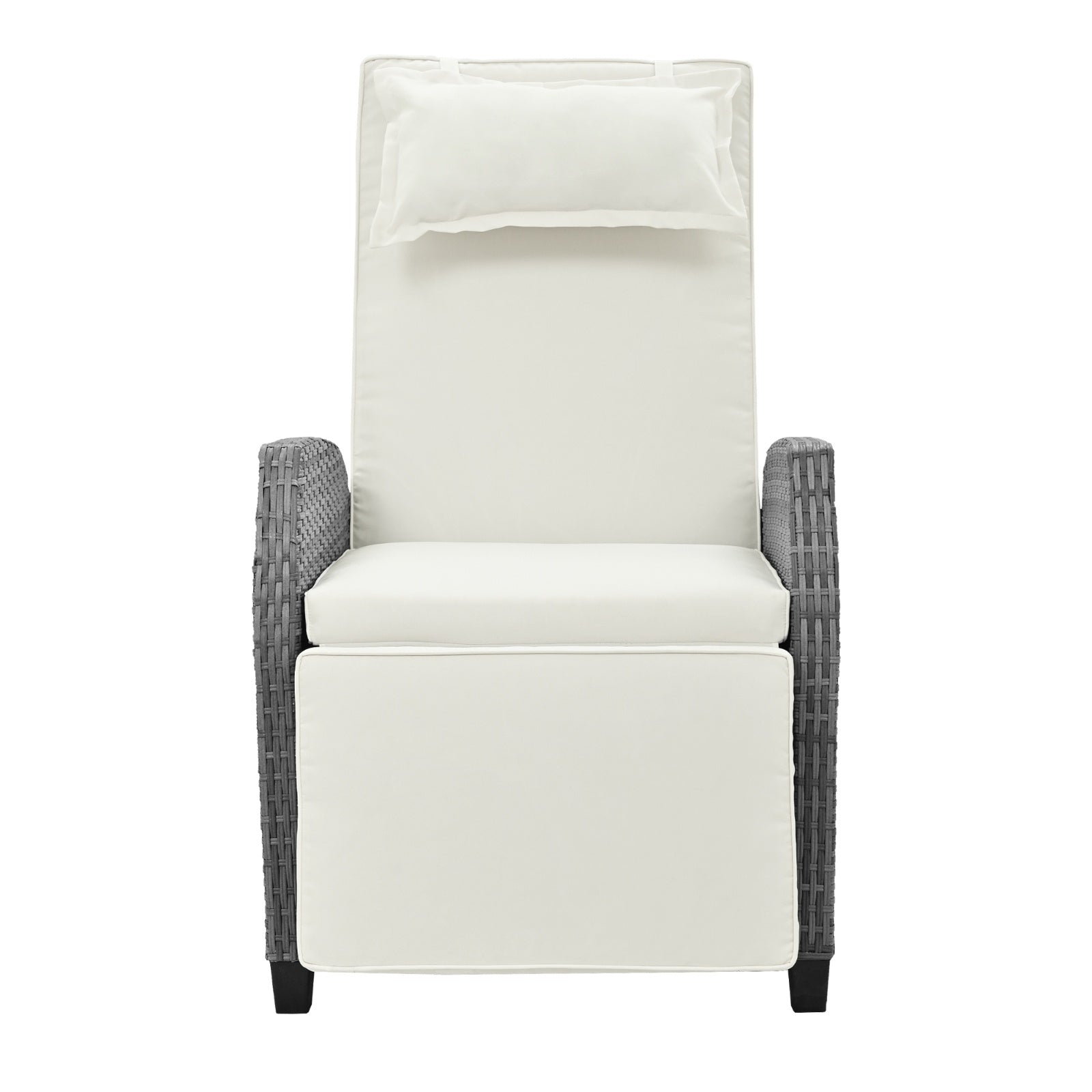 U Style Outdoor Rattan 2-Person Combo W  Coffee Table, Adjustable For Courtyard Inkedjoy