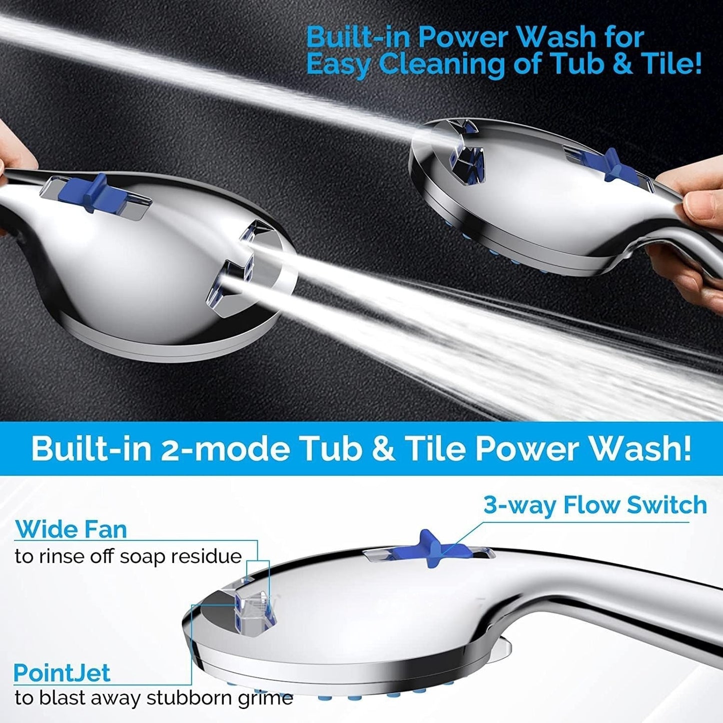 Handheld With 2 Gear Spray Gun 5 Gear Supercharged Shower Inkedjoy