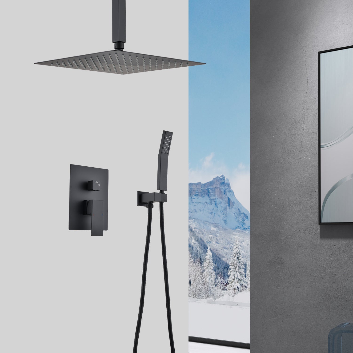 Ceiling Mounted Shower System Combination Kit With Handheld And 16 Inch Shower Head Inkedjoy