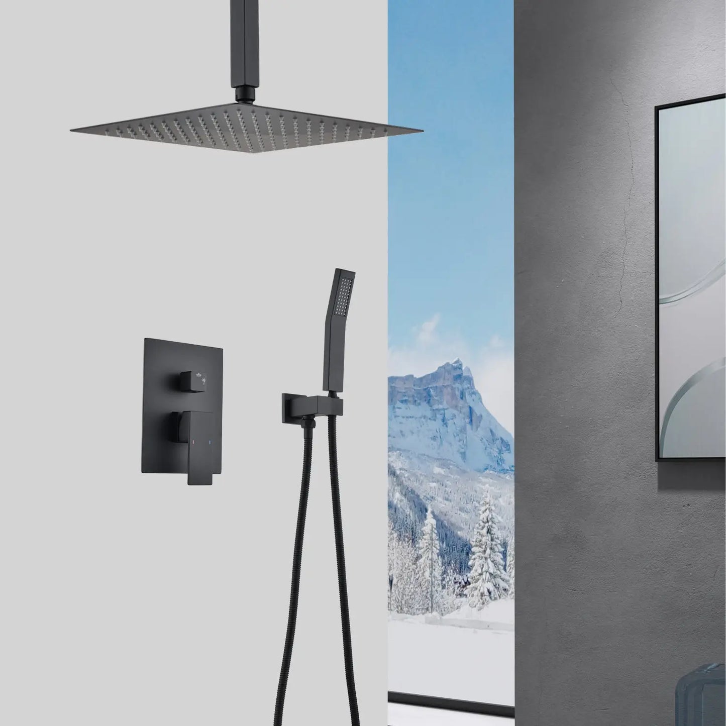 Ceiling Mounted Shower System Combination Kit With Handheld And 16 Inch Shower Head Inkedjoy