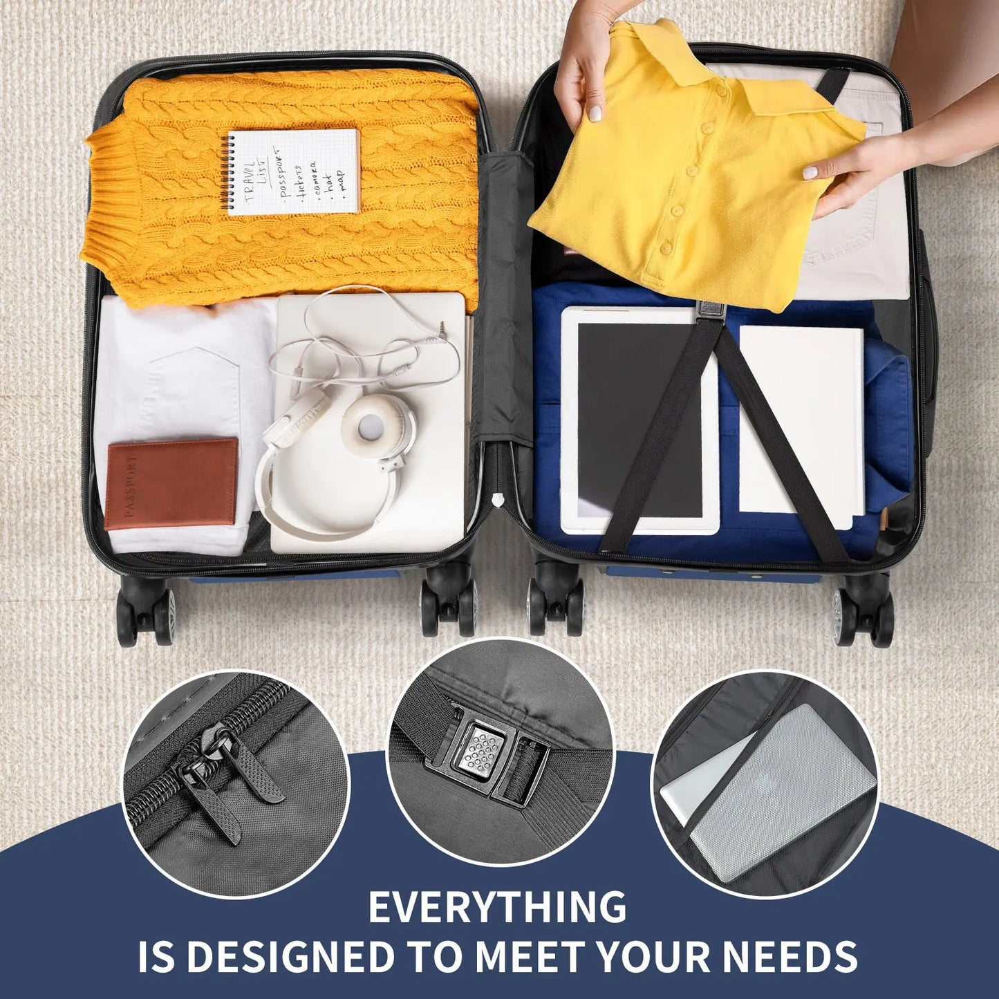 Three In One ABS PC Suitcase 20in 24in 28in Suitcase My Store