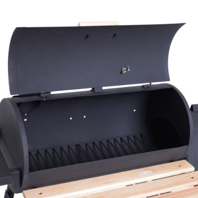 48 Steel Portable Backyard Charcoal BBQ Grill And Offset Smoker Combo With Wheels Inkedjoy