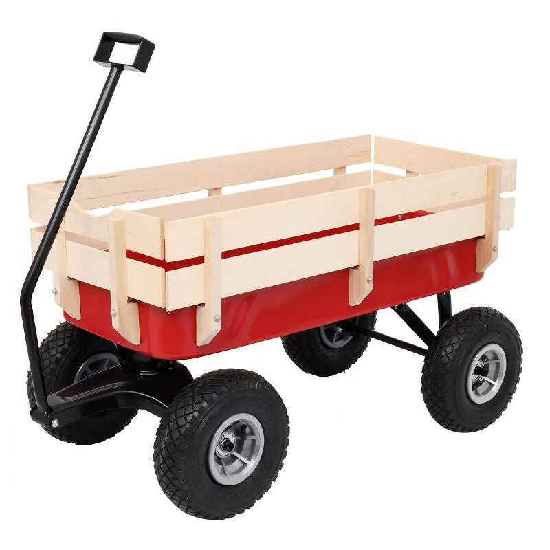 Iron Wood Garden Cart With Four Wheels Inkedjoy