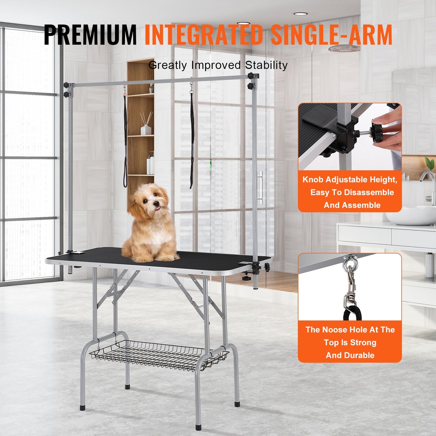 Two Arms With Clamp, 46'' Dog Grooming Station Inkedjoy