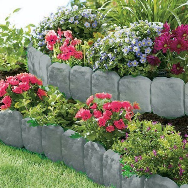 Garden Edge, Imitation Stone Effect Garden Lawn Edge, Non Digging Flexible Lawn Edge, And Flower Bed Edge Gray -20 Inkedjoy
