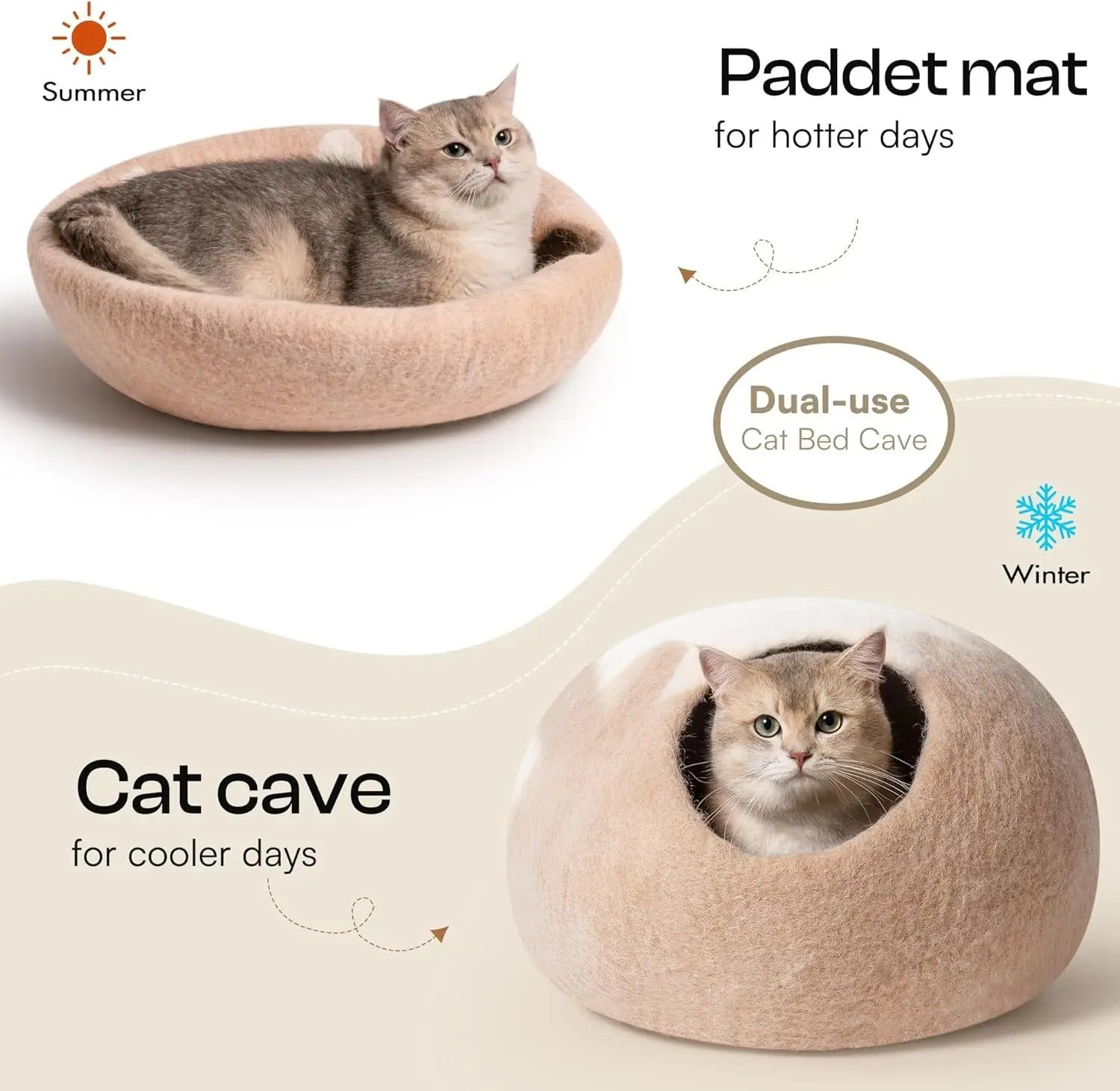 MEWOOFUN Wool Cat Cave Bed My Store
