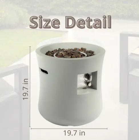 Outdoor Propane Fire Pit Table,Compact Streamlined Modern 20-inch,Round Graphite Base With Waterproof Cover,Free Lava Rocks My Store