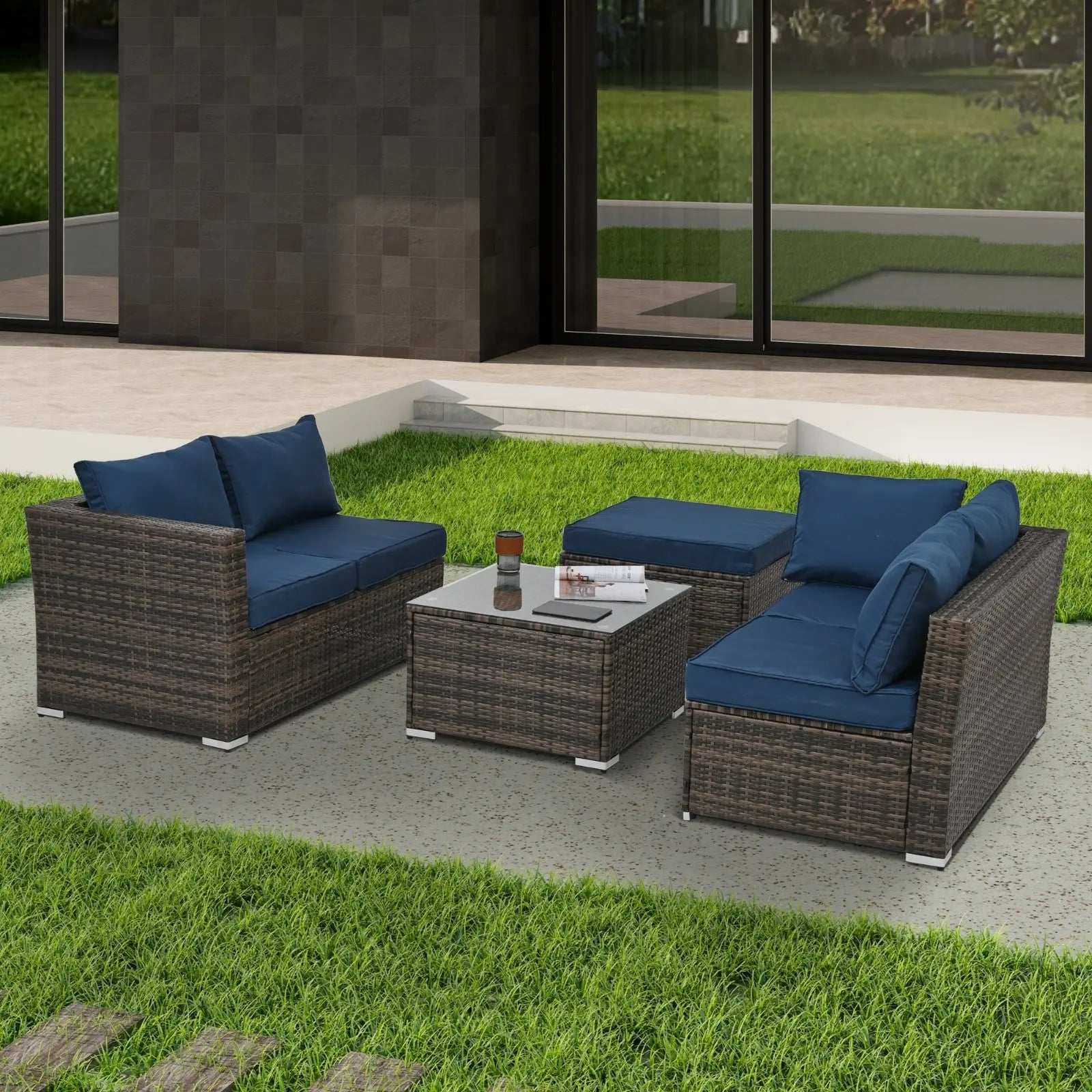 Patio Furniture, Outdoor Furniture, Seasonal PE Wicker Furniture, 4 Set Wicker Furniture With Temper My Store
