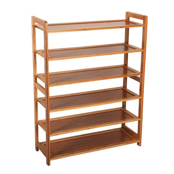 6-story Flat Shoe Rack In Natural Wood Color Inkedjoy