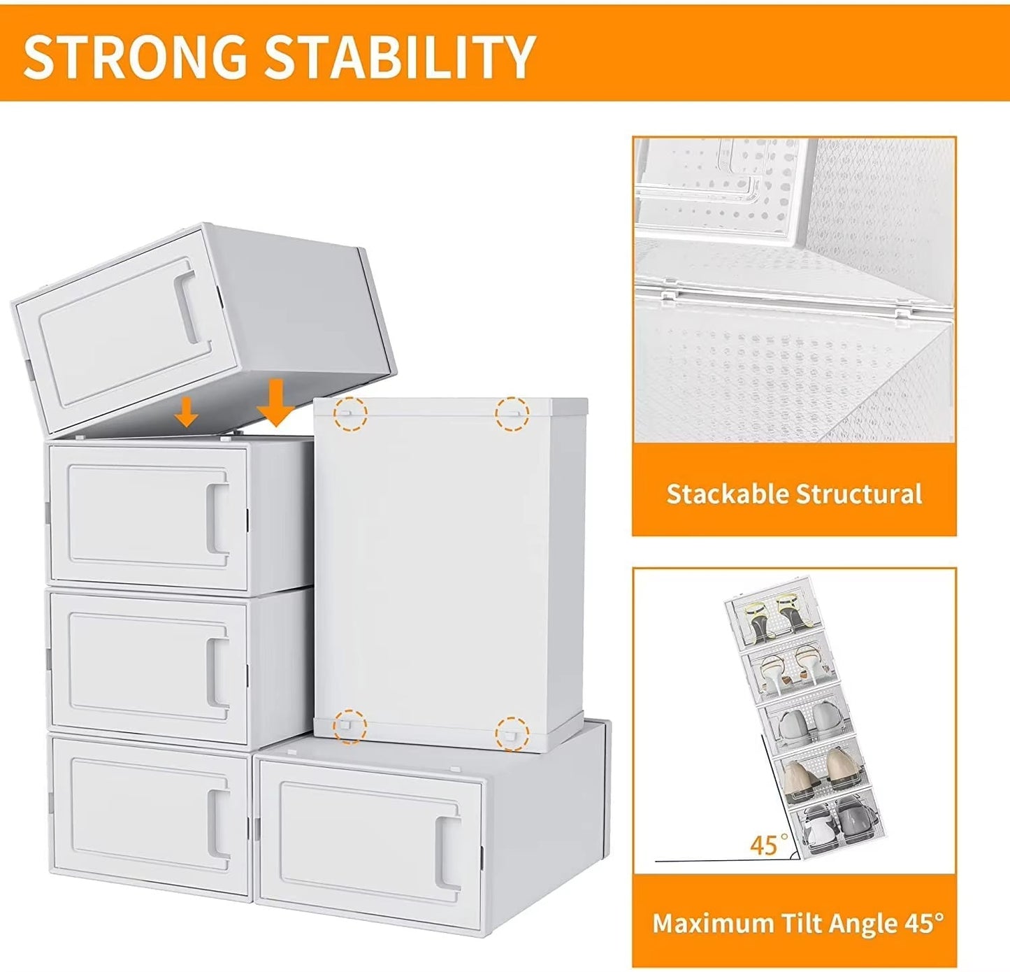 15 Pack Foldable Shoe Box Storage Containers Inkedjoy