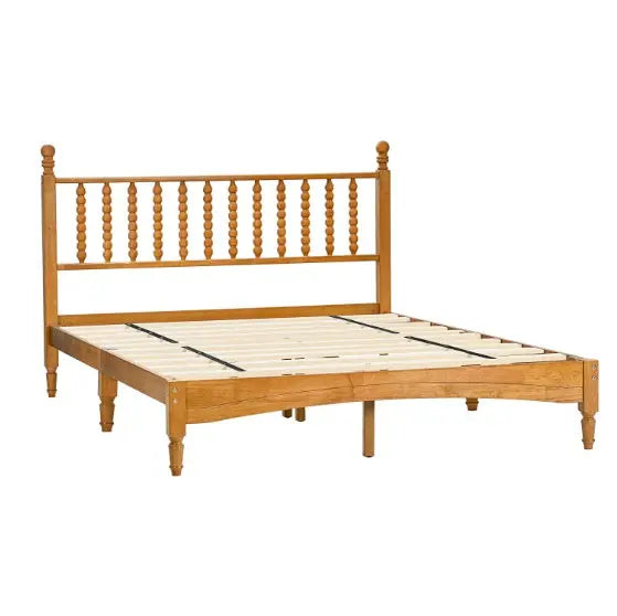Queen Wood Bed Frame With Headboard, Solid Rubber Wood Bed My Store