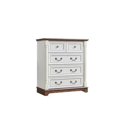 Farmhouse Style 5 Drawer Dresser Chest With Base Wooden Rustic My Store