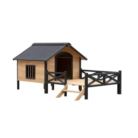 Outdoor Large Wooden Cabin House Style Wooden Dog Kennel With Porch My Store