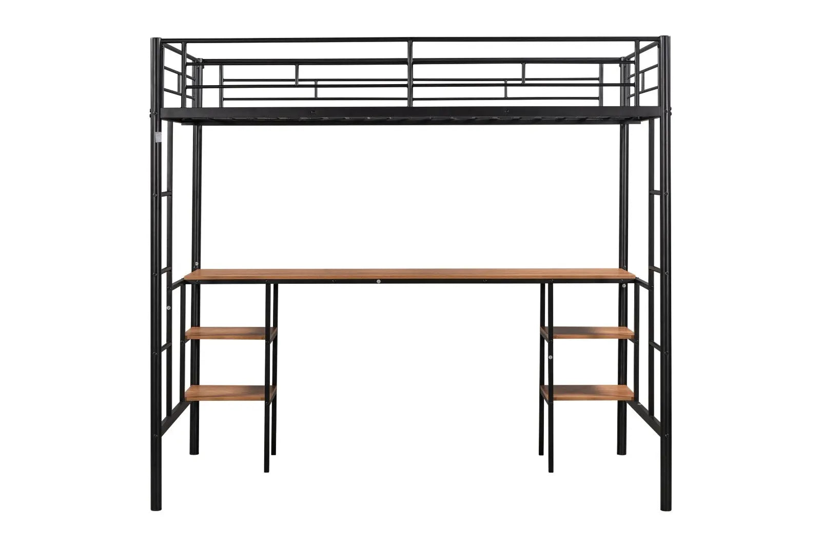 Twin-Size Loft Bed With Built-in Table & Shelves - Heavy-Duty Metal My Store