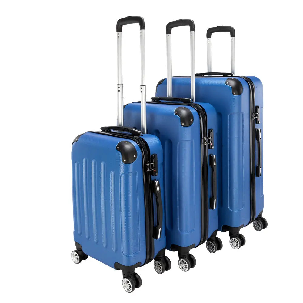 Three In One ABS Suitcase 20 Inches 24 Inches 28 Inches Blue Inkedjoy
