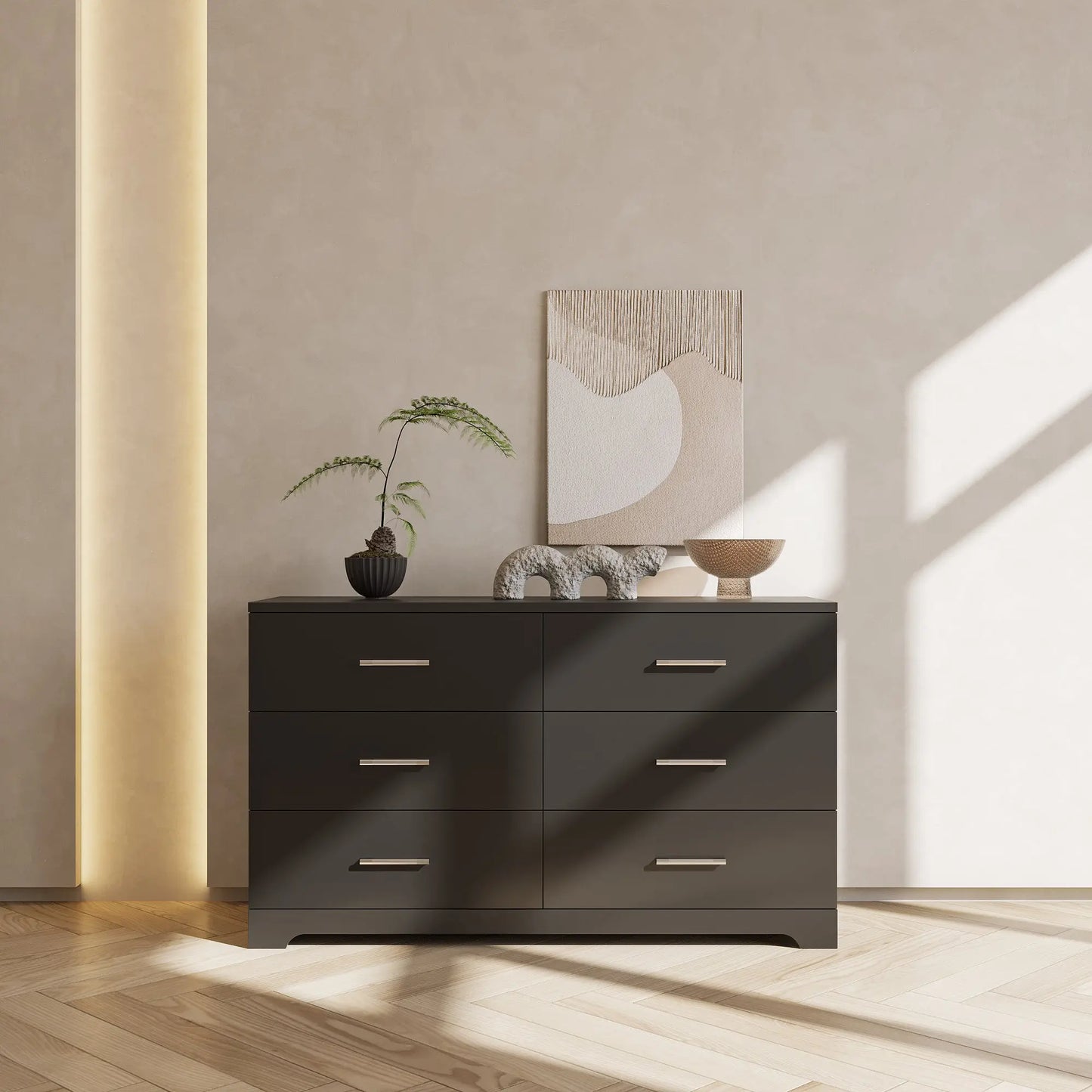 Black Particle Board With Triamcinol, Six Drawer Dresser My Store