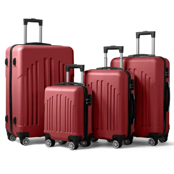 Curved Vertical Stripe 4-in-1 Trolley Case 16in 20in 24in 28in ABS Aluminum Alloy Tie Rod Inkedjoy