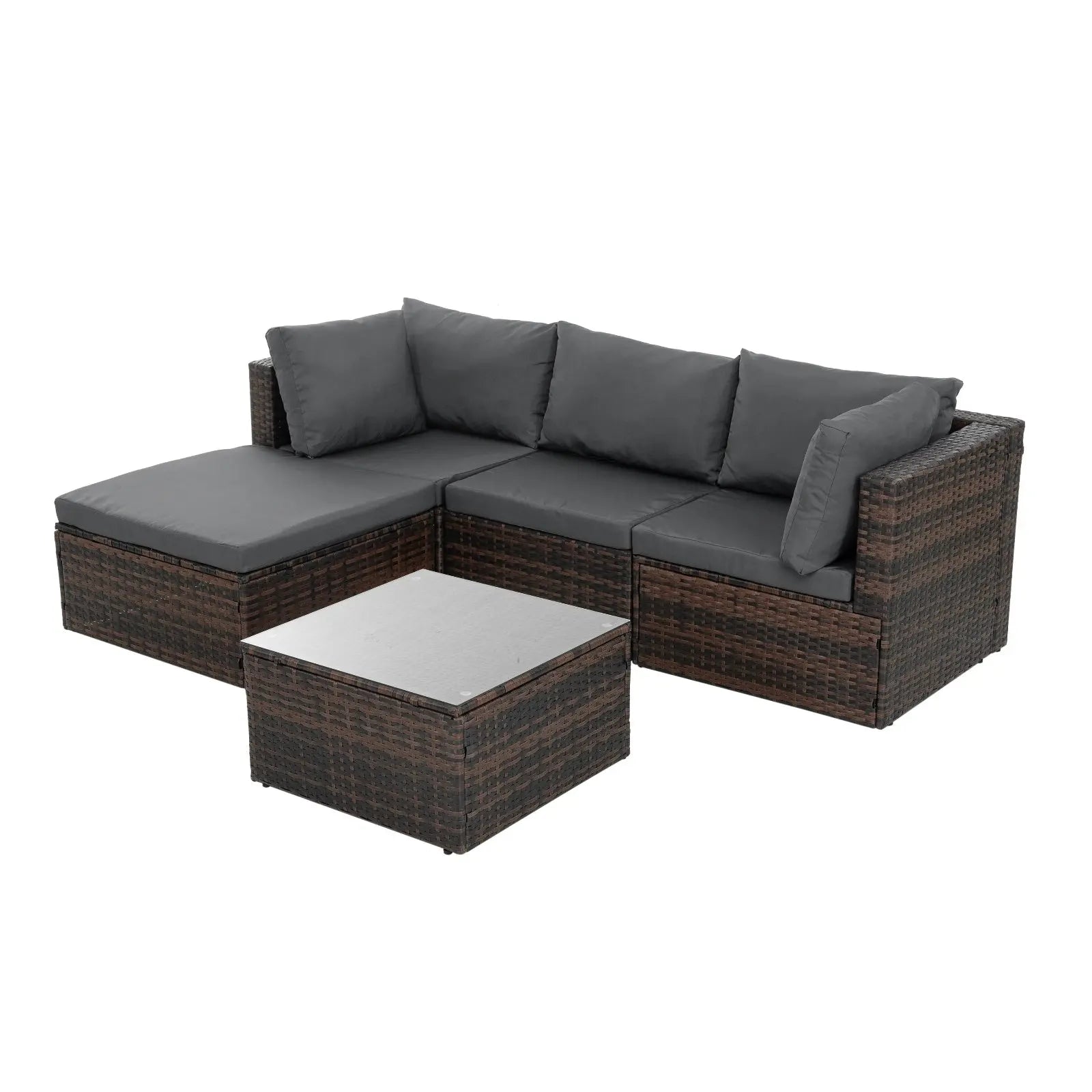 Patio Furniture, Outdoor Furniture, Seasonal PE Wicker Furniture, 5 Set Wicker Furniture With Temper My Store