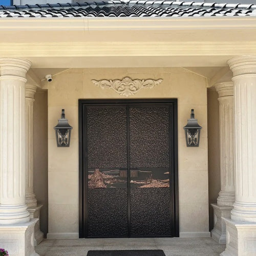 Black Outdoor Wall Light 2 Lights, Large Outdoor Modern Wall Light Fixtures Inkedjoy