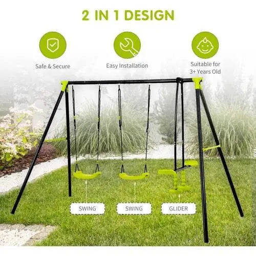 Outdoor Playground With Three Swings Inkedjoy