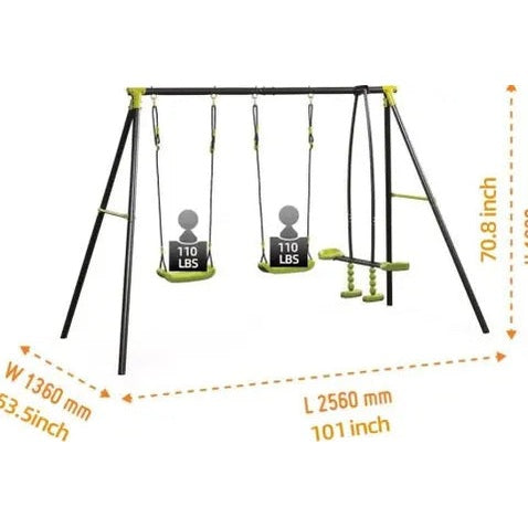 Outdoor Playground With Three Swings Inkedjoy