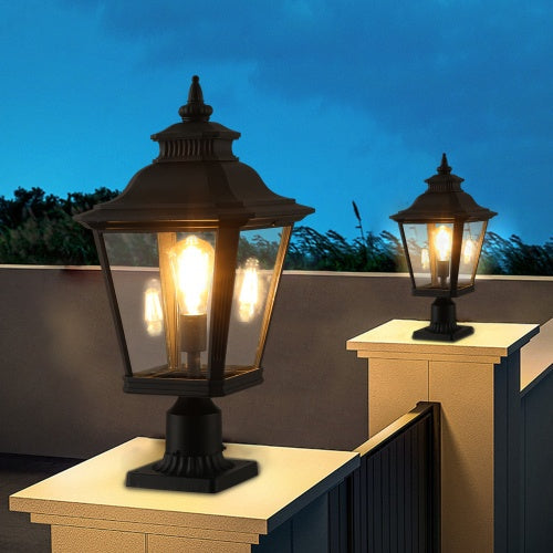 Outdoor Glass Pillar Headlights Support Many Types Of Bulbs-2 Packs My Store