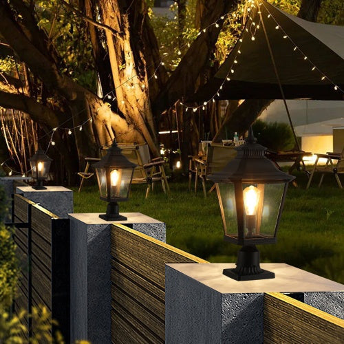 Outdoor Glass Pillar Headlights Support Many Types Of Bulbs-2 Packs My Store