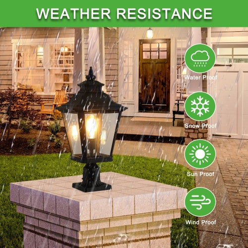 Outdoor Glass Pillar Headlights Support Many Types Of Bulbs-2 Packs My Store
