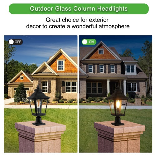 Outdoor Glass Pillar Headlights Support Many Types Of Bulbs-2 Packs My Store