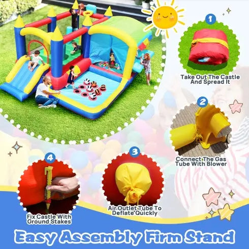 7 In 1 Inflatable Bounce House, Bouncy House With Ball Pit My Store