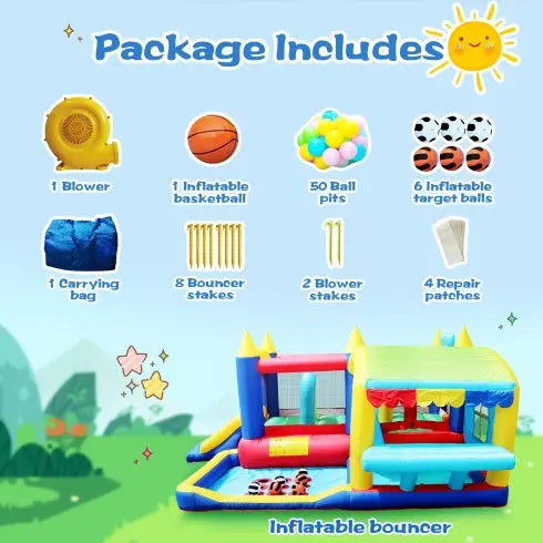 7 In 1 Inflatable Bounce House, Bouncy House With Ball Pit My Store