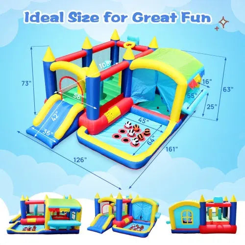 7-in-1 Inflatable Bounce House, Bouncy House With Ball Pit My Store