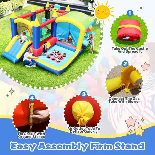 7-in-1 Inflatable Bounce House, Bouncy House With Ball Pit My Store