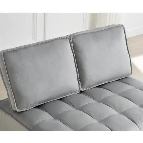 Convertible Sleeping Sofa Bed Modern With 2 Backs And Detachable Backs- Grey My Store