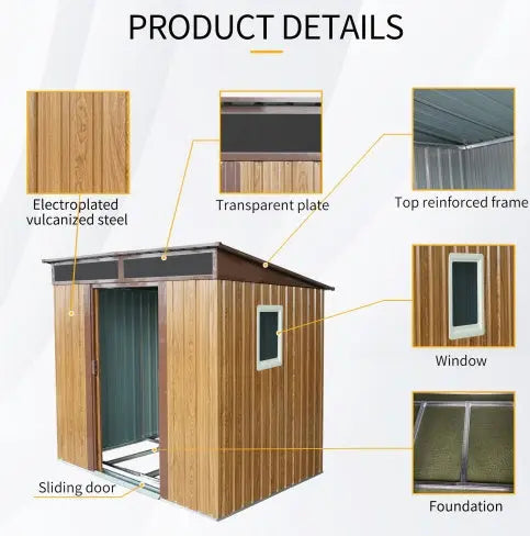 6ft  5ft Outdoor Metal Storage Shed With Window And Transparent Plate For Garden, Lawn My Store