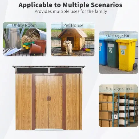 6ft  5ft Outdoor Metal Storage Shed With Window And Transparent Plate For Garden, Lawn My Store