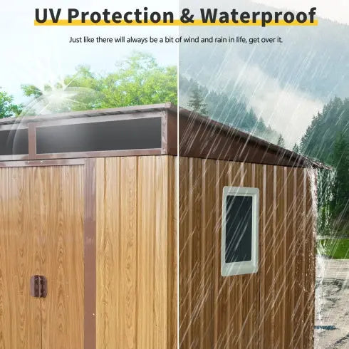 6ft 5ft Outdoor Metal Storage Shed With Window And Transparent Plate For Garden, Lawn My Store