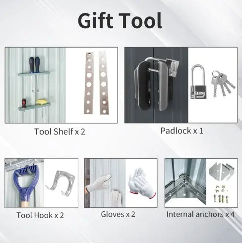 6ft  5ft Outdoor Metal Storage Shed With Window And Transparent Plate For Garden, Lawn My Store