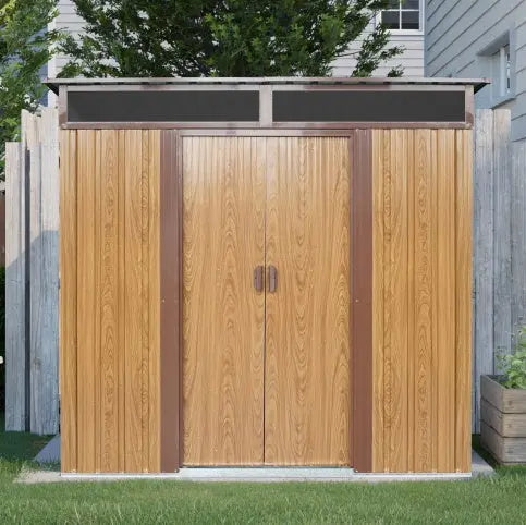 6ft  5ft Outdoor Metal Storage Shed With Window And Transparent Plate For Garden, Lawn My Store