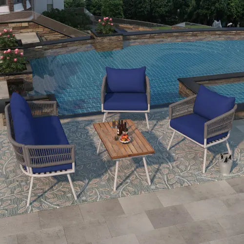 4-piece Bohemian Rope Terrace Furniture Set My Store