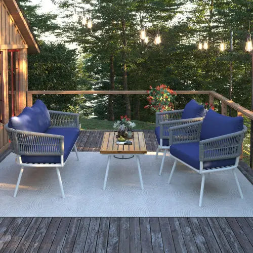4-piece Bohemian Rope Terrace Furniture Set My Store