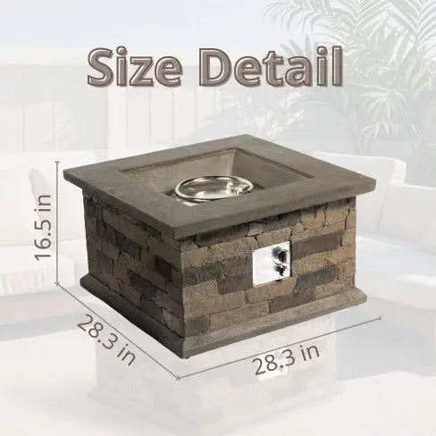 Outdoor Propane Fire Pit Table 28-inch Imitation Stone Square Concrete Propane Fire Pit With Lava Rocks And Rain Cover My Store