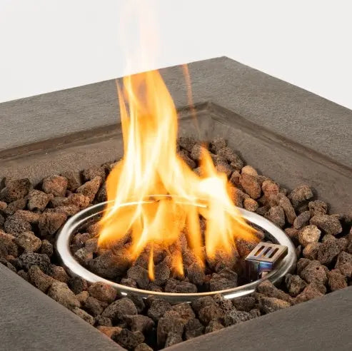 Outdoor Propane Fire Pit Table 28-inch Imitation Stone Square Concrete Propane Fire Pit With Lava Rocks And Rain Cover My Store