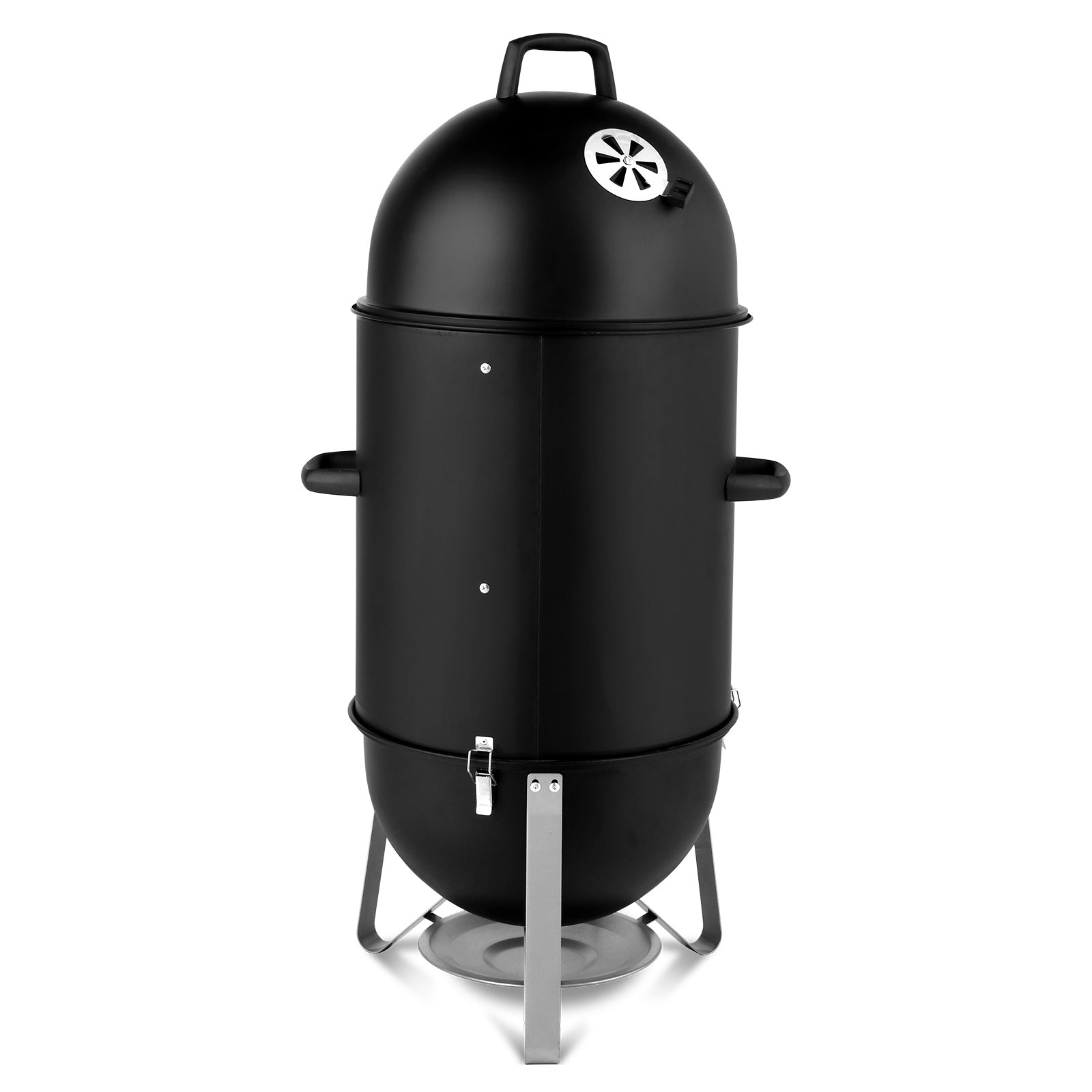 3-layer Oval Cylinder Smoker Iron Charcoal Grill Inkedjoy